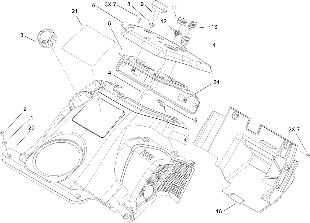 Shroud And Control Panel Assembly Diagram and Parts List for 33005 270000001 - 270999999 Lawn Boy Snow Blower